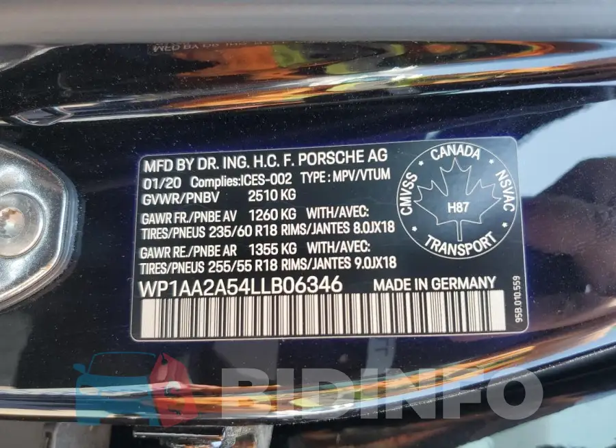 WP1AA2A54LLB06346 Photo# 13