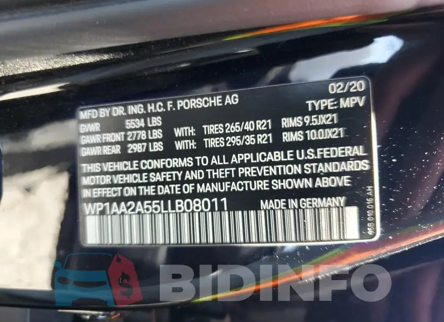 WP1AA2A55LLB08011 Photo# 13