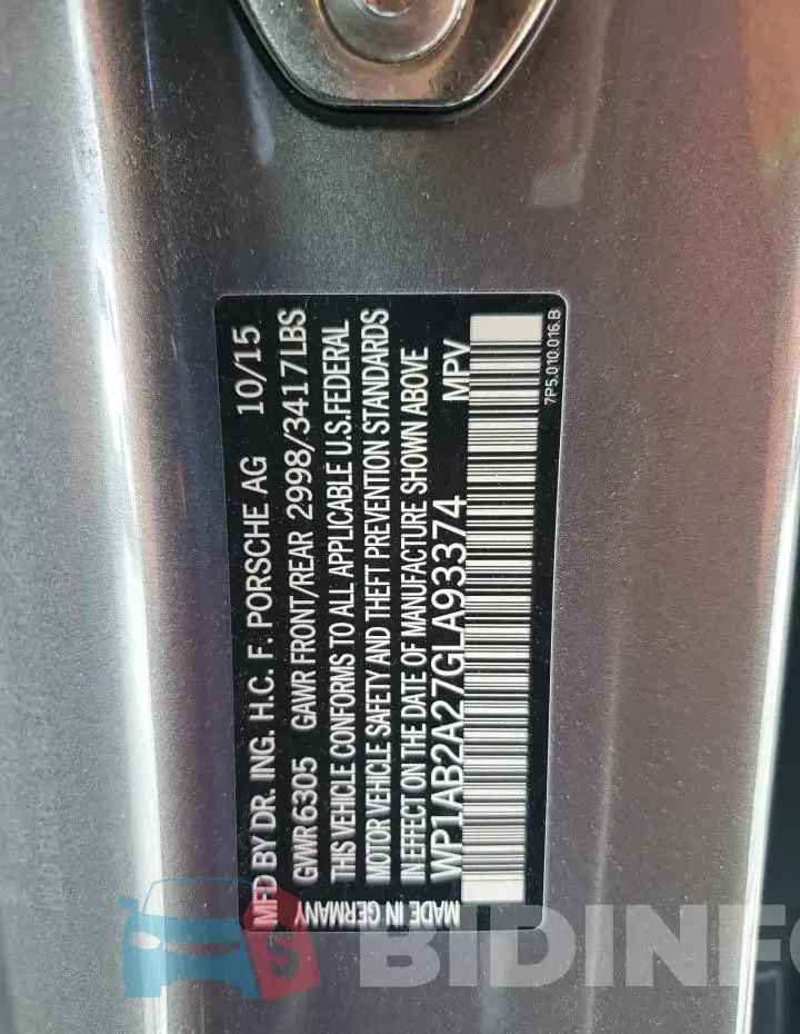 WP1AB2A27GLA93374 Photo# 13