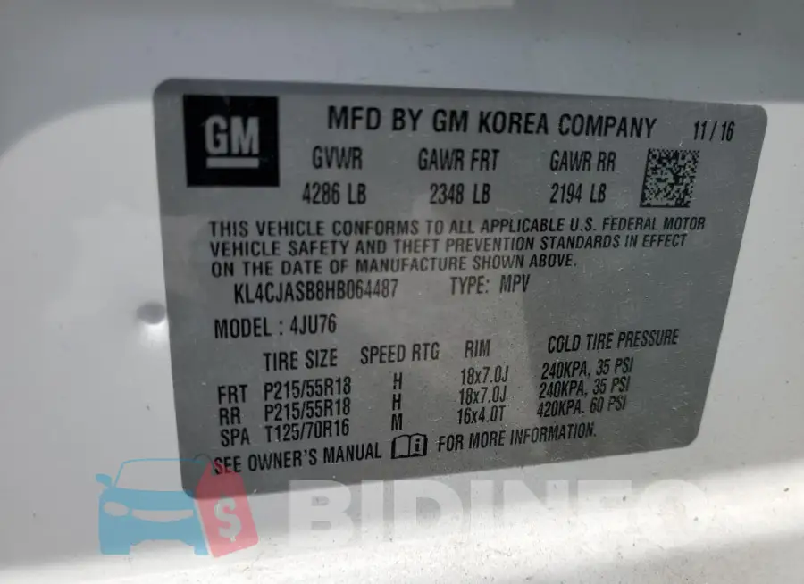 KL4CJASB8HB064487 Photo# 13