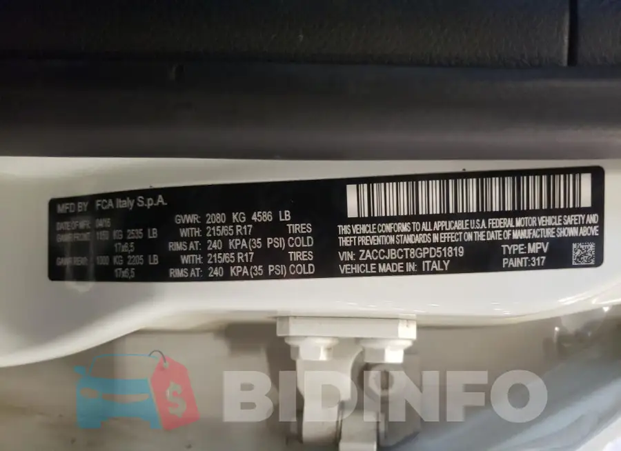 ZACCJBCT8GPD51819 Photo# 13