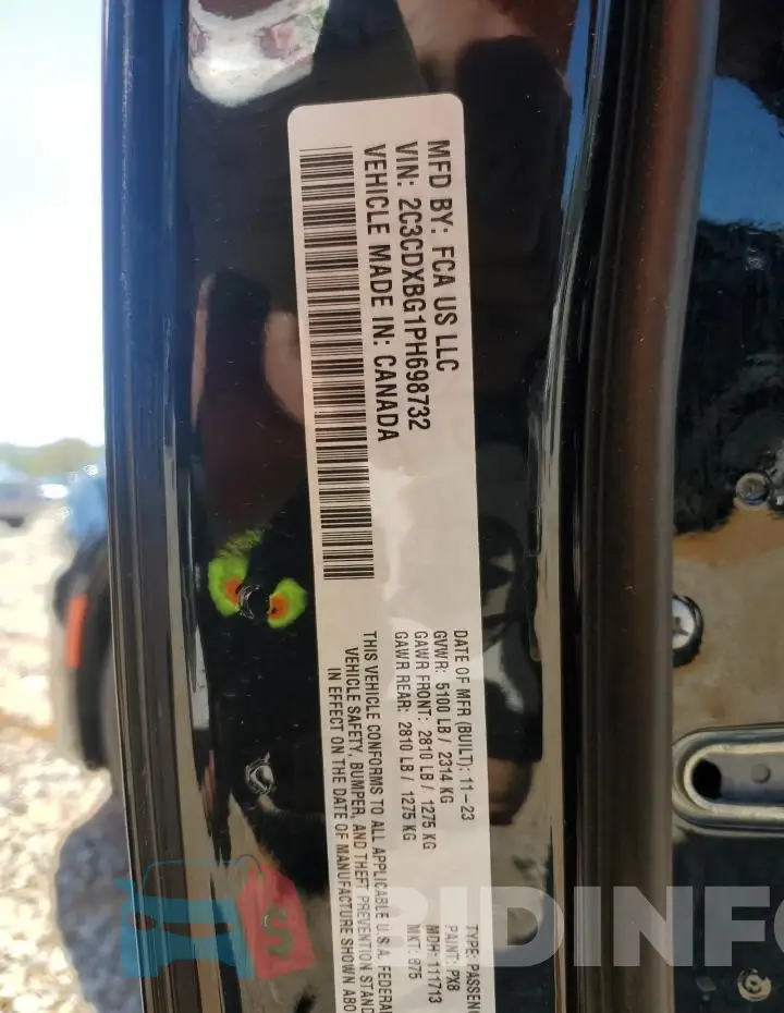 2C3CDXBG1PH698732 Photo# 12