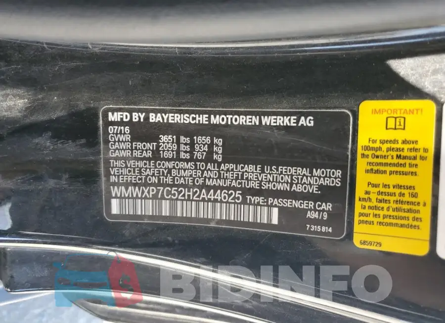WMWXP7C52H2A44625 Photo# 13