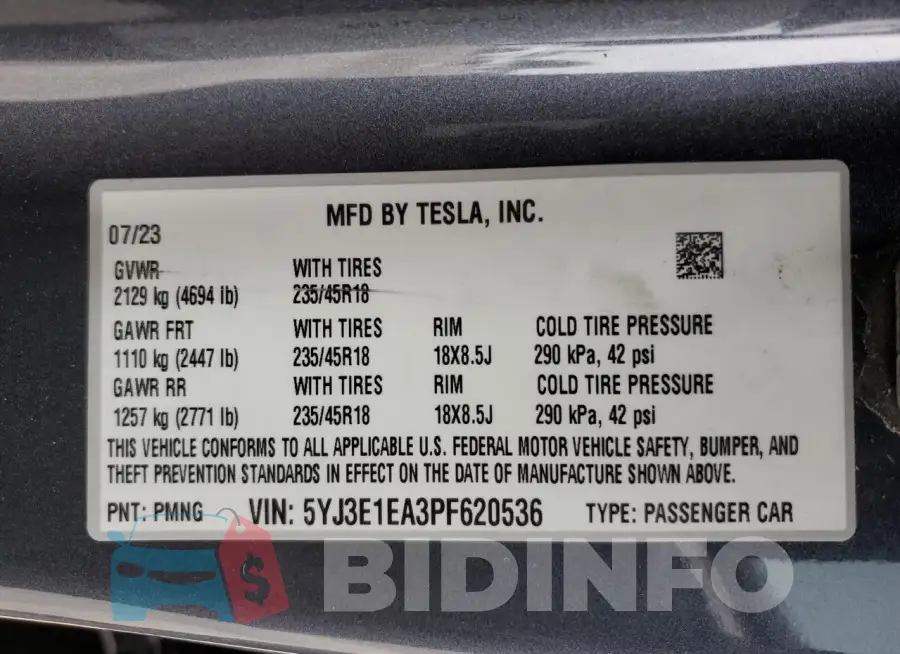 5YJ3E1EA3PF620536 Photo# 12