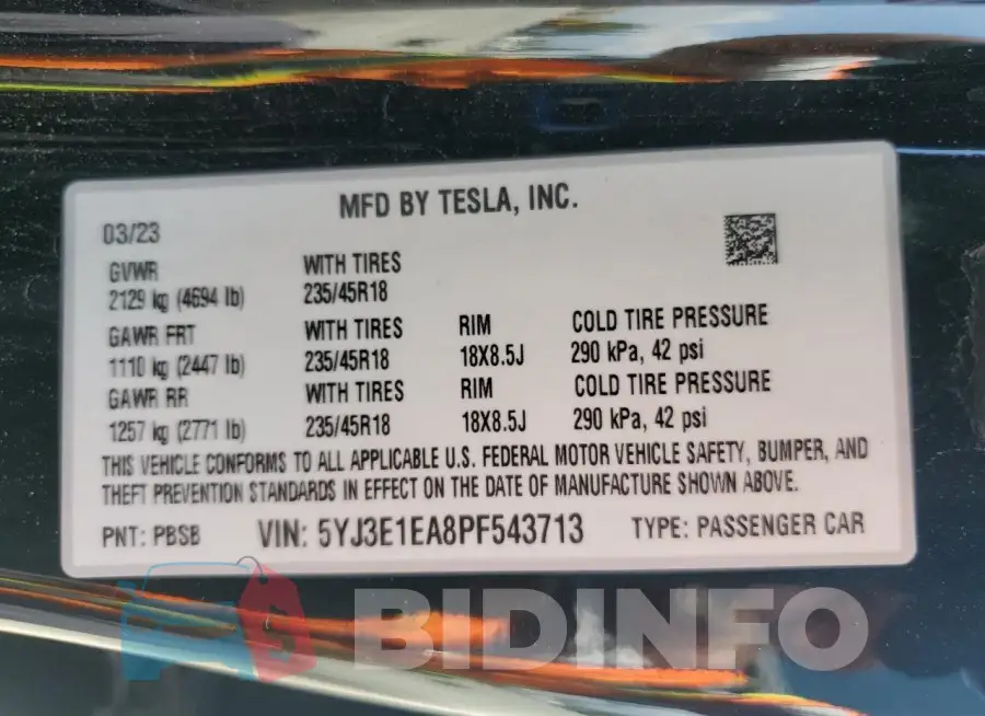 5YJ3E1EA8PF543713 Photo# 12