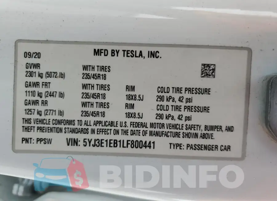 5YJ3E1EB1LF800441 Photo# 12