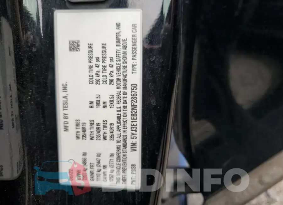 5YJ3E1EB2NF286750 Photo# 12