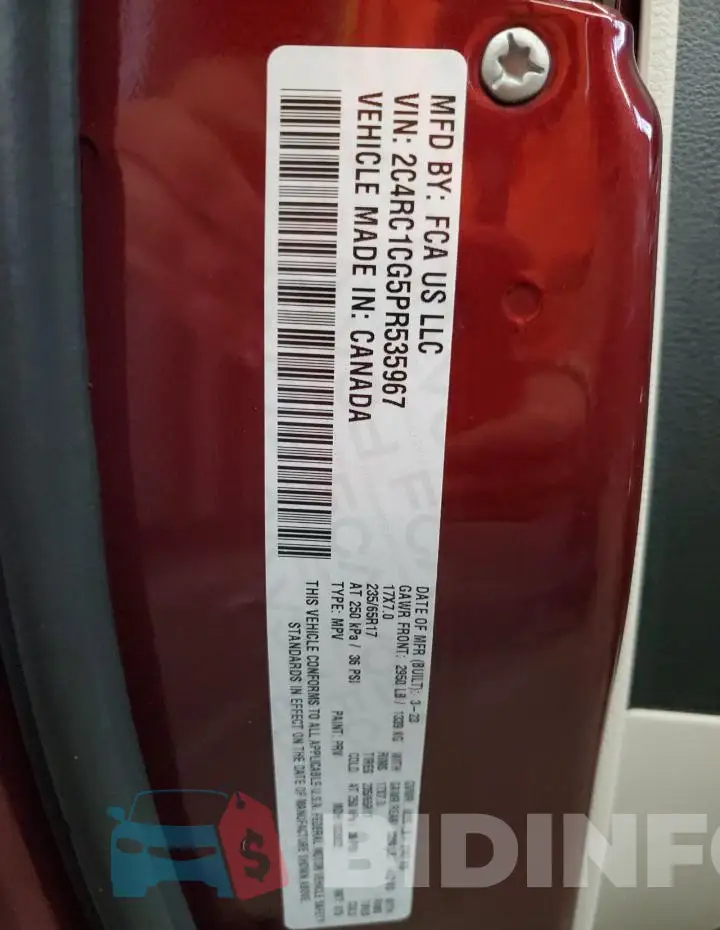2C4RC1CG5PR535967 Photo# 13