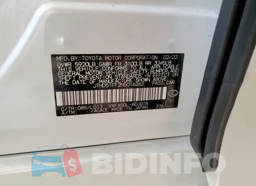 JTHD51FF2N5016262 Photo# 13