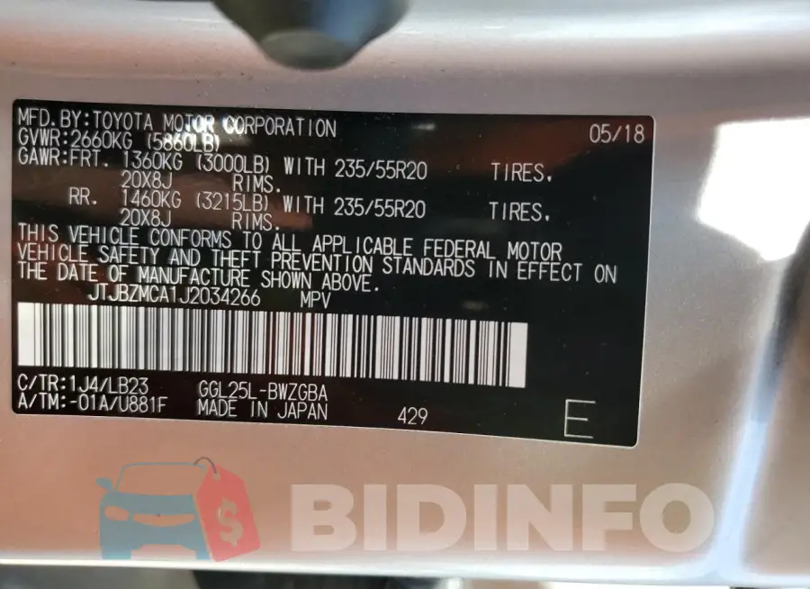 JTJBZMCA1J2034266 Photo# 13
