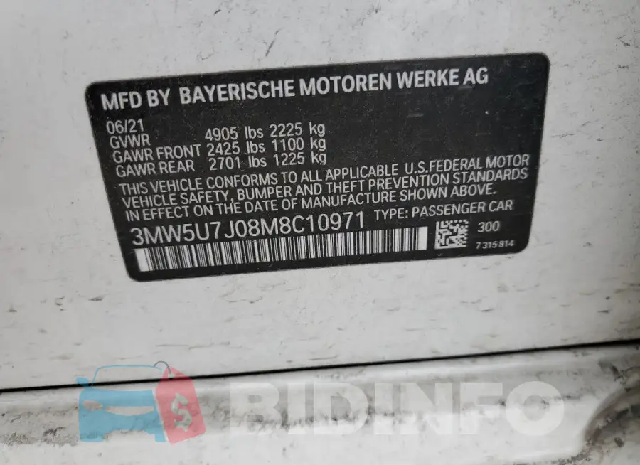 3MW5U7J08M8C10971 Photo# 12