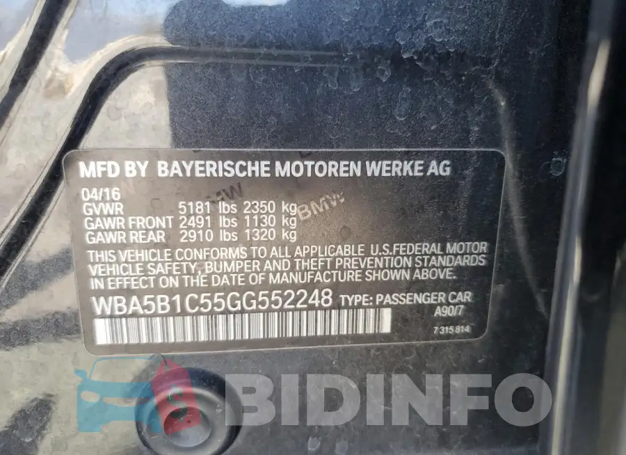 WBA5B1C55GG552248 Photo# 12