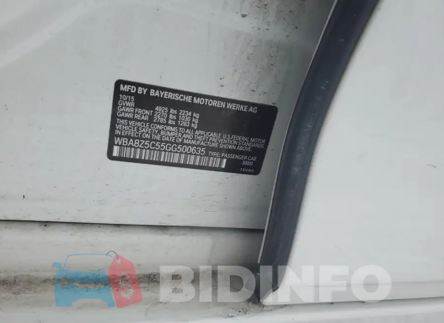 WBA8Z5C55GG500635 Photo# 12