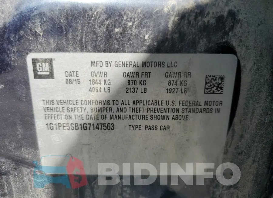 1G1PE5SB1G7147563 Photo# 12