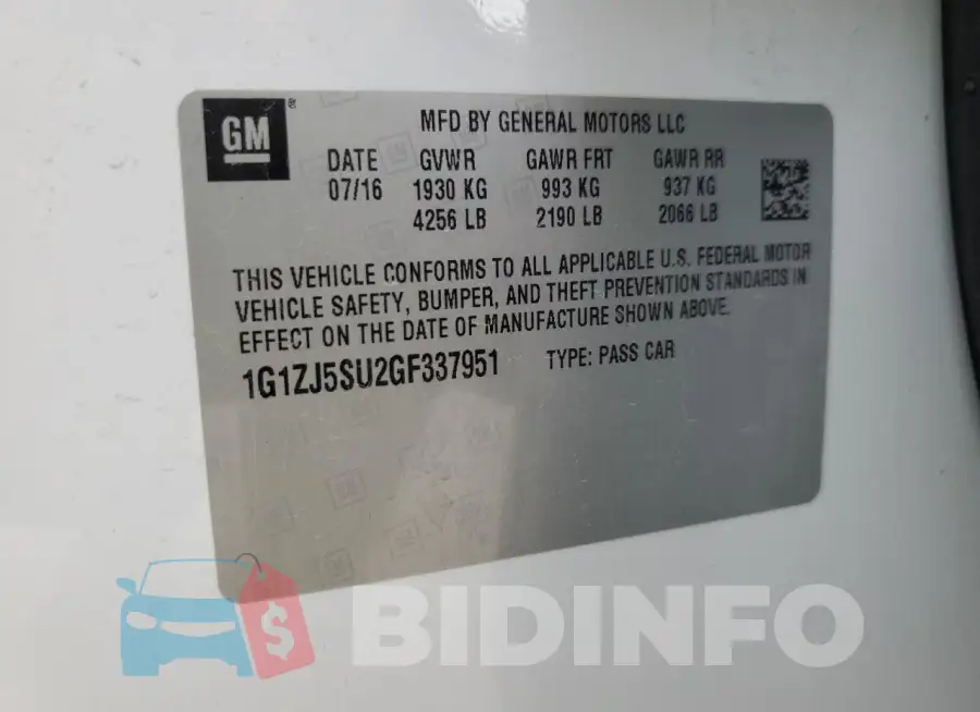 1G1ZJ5SU2GF337951 Photo# 12