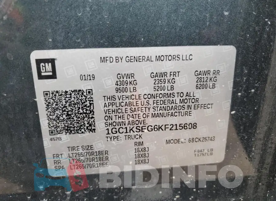 1GC1KSEG6KF215608 Photo# 12