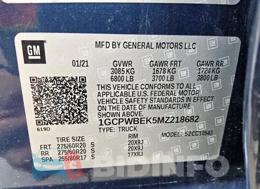 1GCPWBEK5MZ218682 Photo# 12
