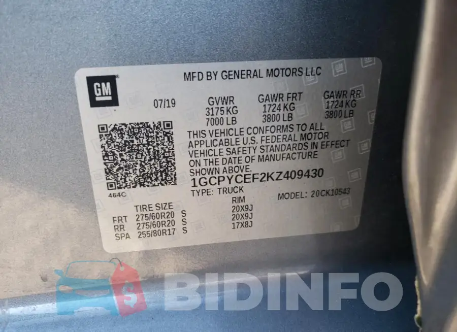 1GCPYCEF2KZ409430 Photo# 12