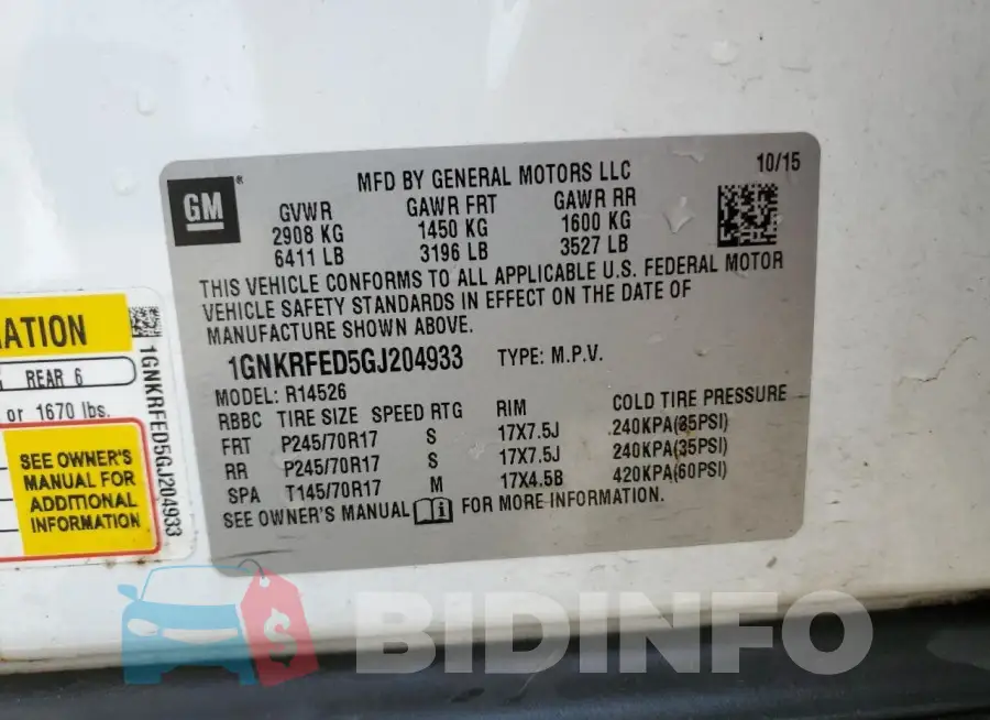 1GNKRFED5GJ204933 Photo# 13