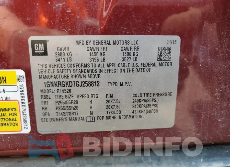 1GNKRGKD7GJ258812 Photo# 14