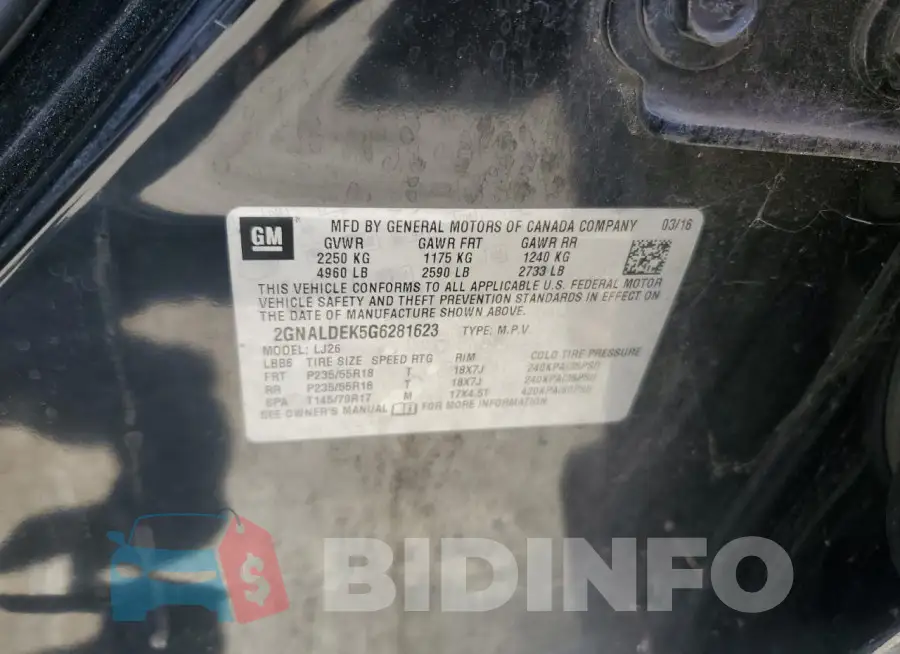 2GNALDEK5G6281623 Photo# 13