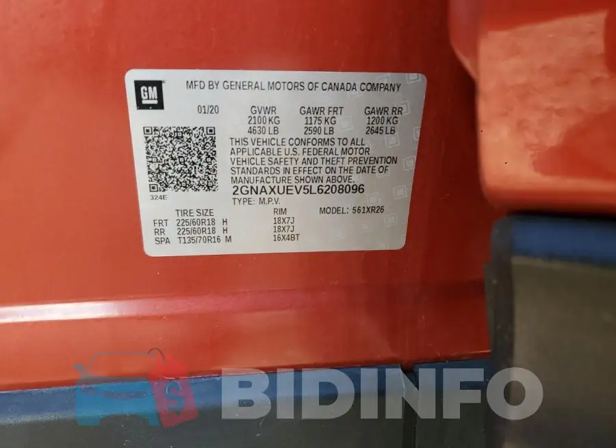 2GNAXUEV5L6208096 Photo# 14