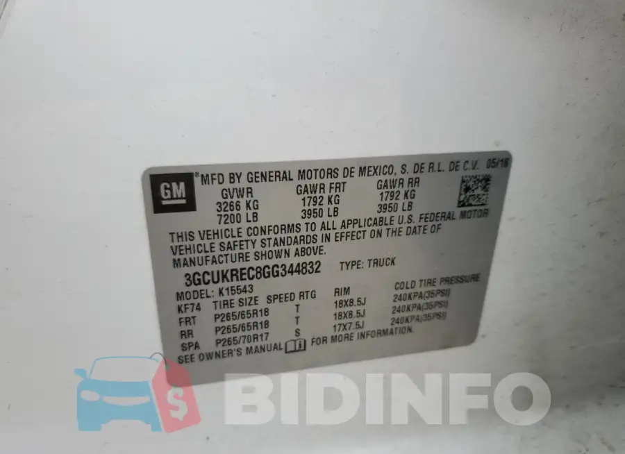 3GCUKREC8GG344832 Photo# 12