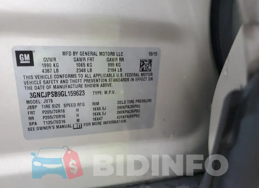 3GNCJPSB9GL159623 Photo# 13