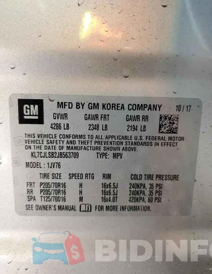 KL7CJLSB2JB563709 Photo# 12