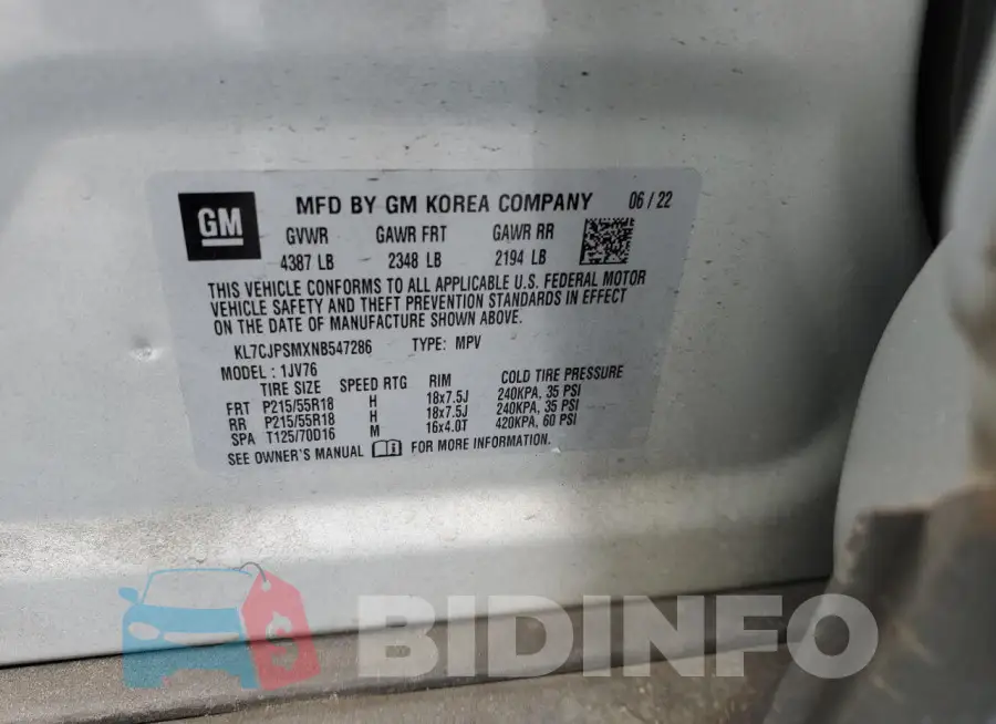 KL7CJPSMXNB547286 Photo# 14