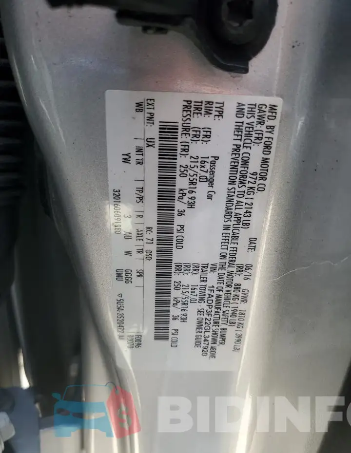 1FADP3F22GL347920 Photo# 12