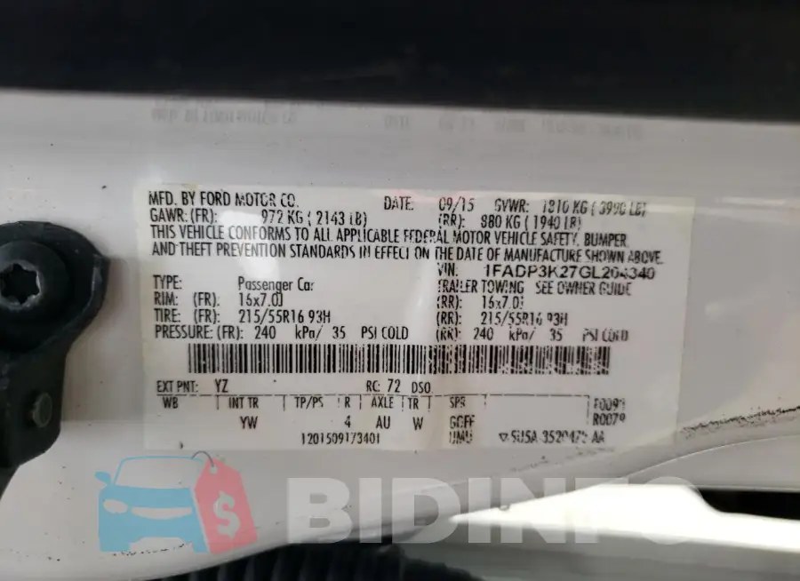 1FADP3K27GL204340 Photo# 13