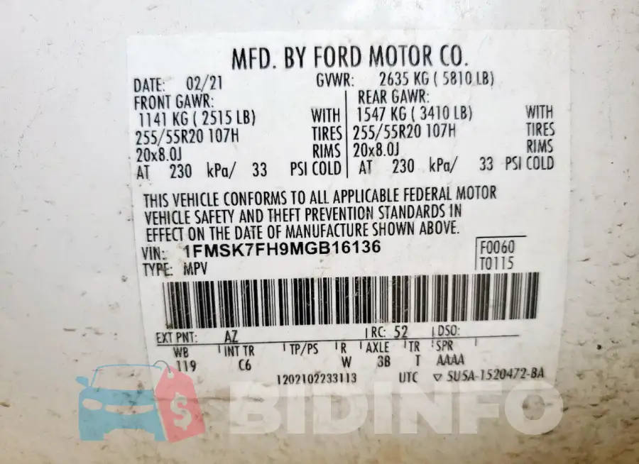 1FMSK7FH9MGB16136 Photo# 14