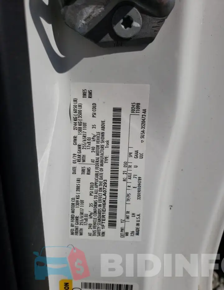 1FTER1EH6KLA07293 Photo# 12