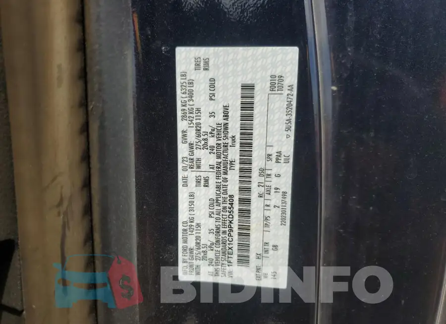 1FTEX1CP9PKD55408 Photo# 12