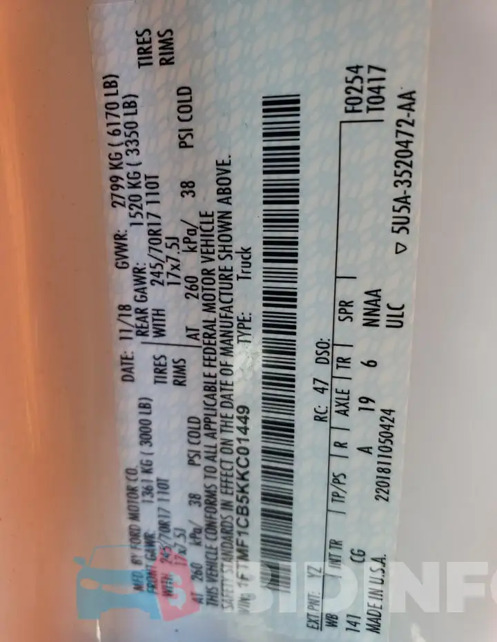 1FTMF1CB5KKC01449 Photo# 12