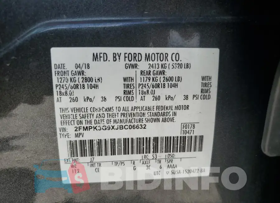 2FMPK3G9XJBC06632 Photo# 13