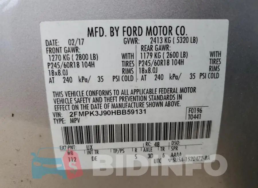 2FMPK3J90HBB59131 Photo# 13