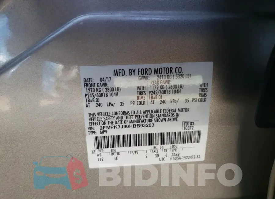 2FMPK3J90HBB93263 Photo# 13