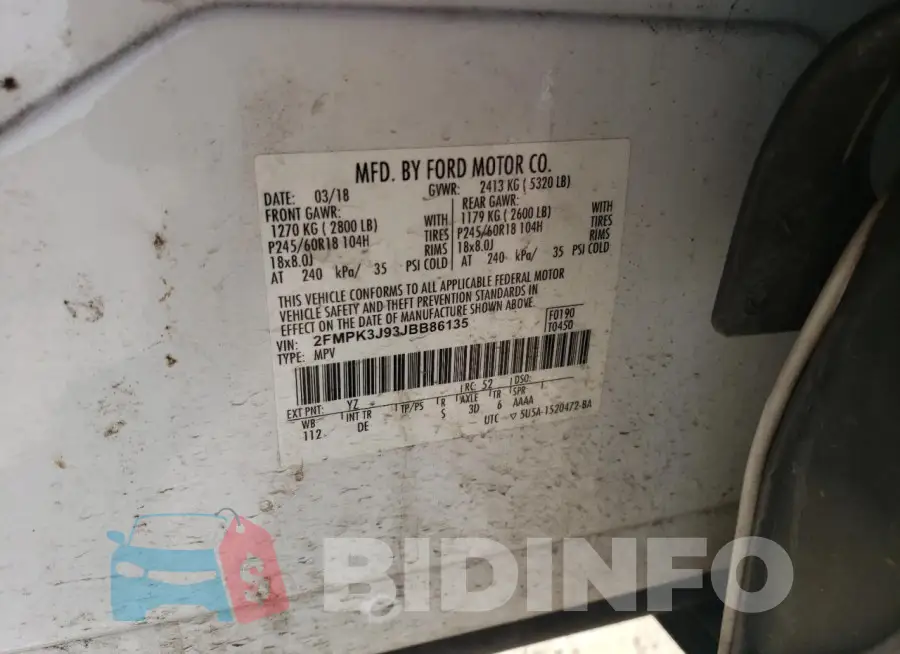 2FMPK3J93JBB86135 Photo# 13