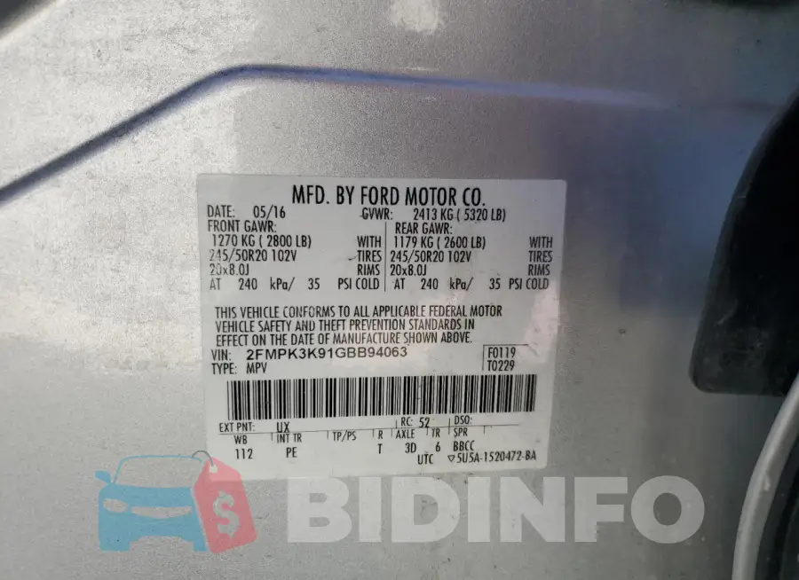 2FMPK3K91GBB94063 Photo# 13