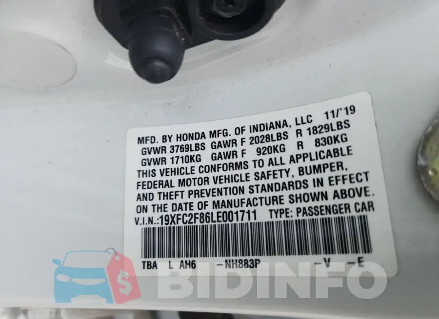 19XFC2F86LE001711 Photo# 12