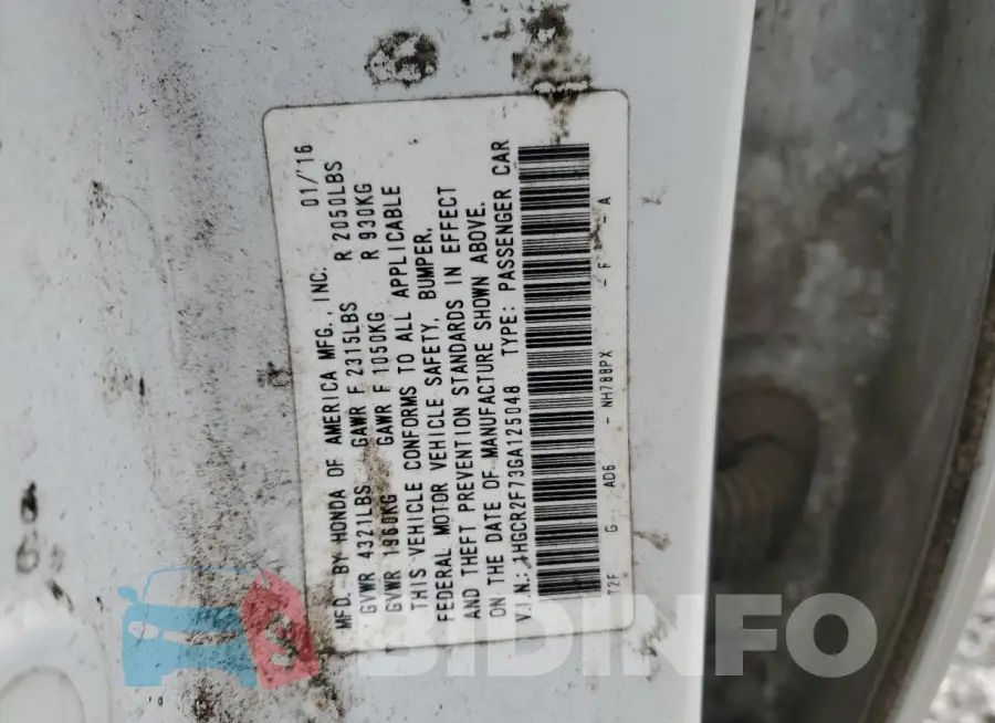 1HGCR2F73GA125048 Photo# 12