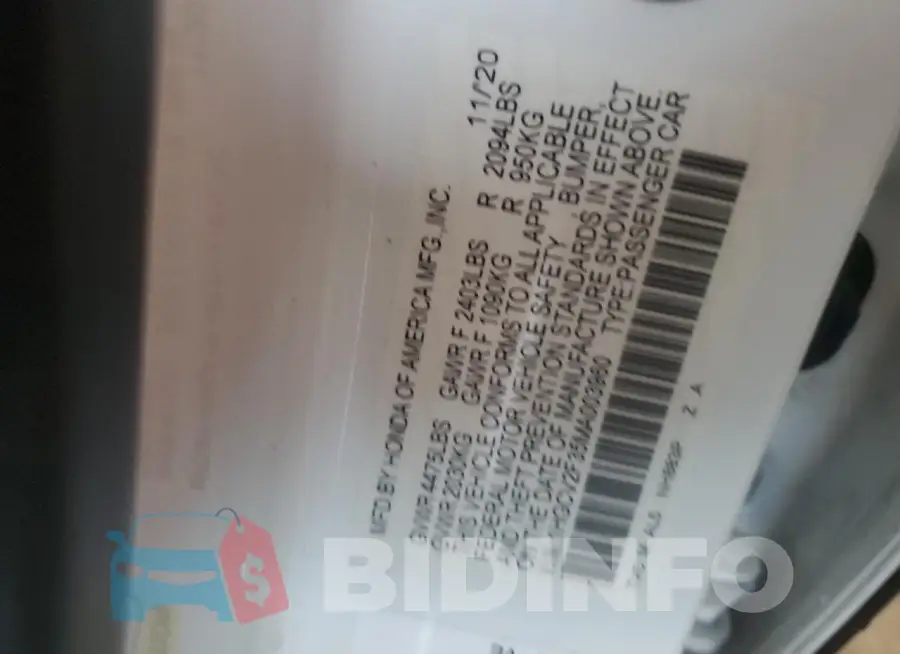 1HGCV2F35MA003960 Photo# 12