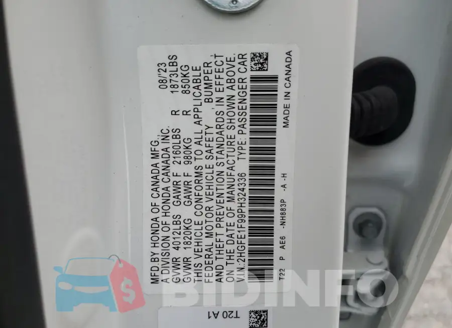 2HGFE1F99PH324336 Photo# 12