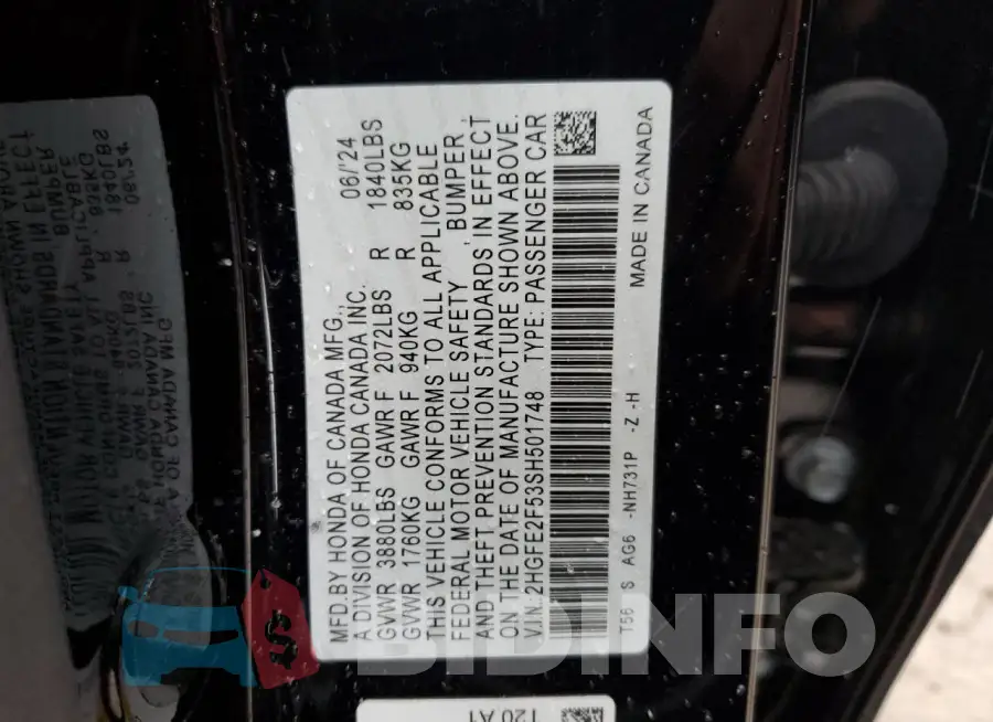 2HGFE2F53SH501748 Photo# 13
