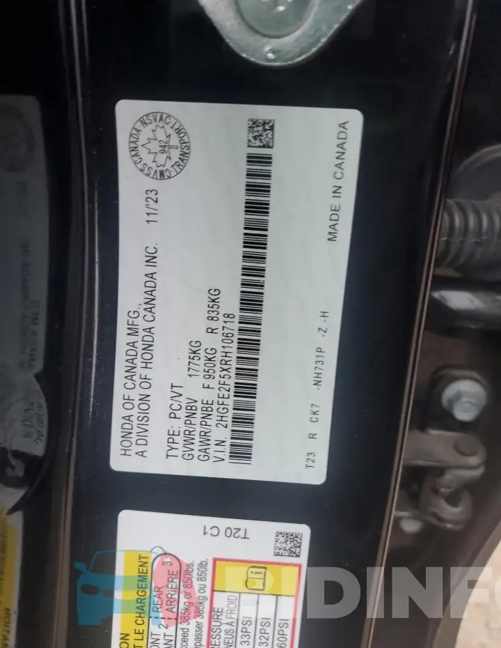 2HGFE2F5XRH106718 Photo# 12