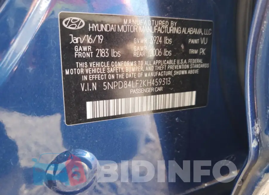 5NPD84LF2KH459313 Photo# 12
