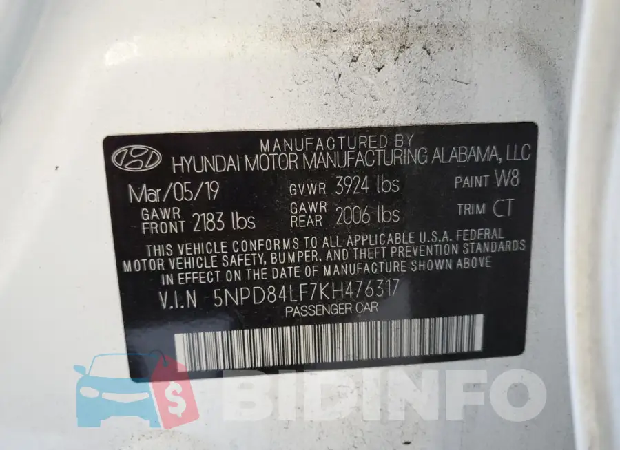 5NPD84LF7KH476317 Photo# 13