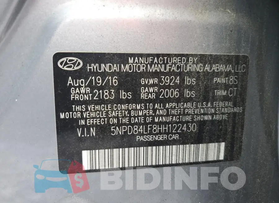 5NPD84LF8HH122430 Photo# 12